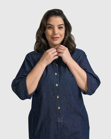 alembika-joie-collared-kleid-denim-jeanskleid image 2