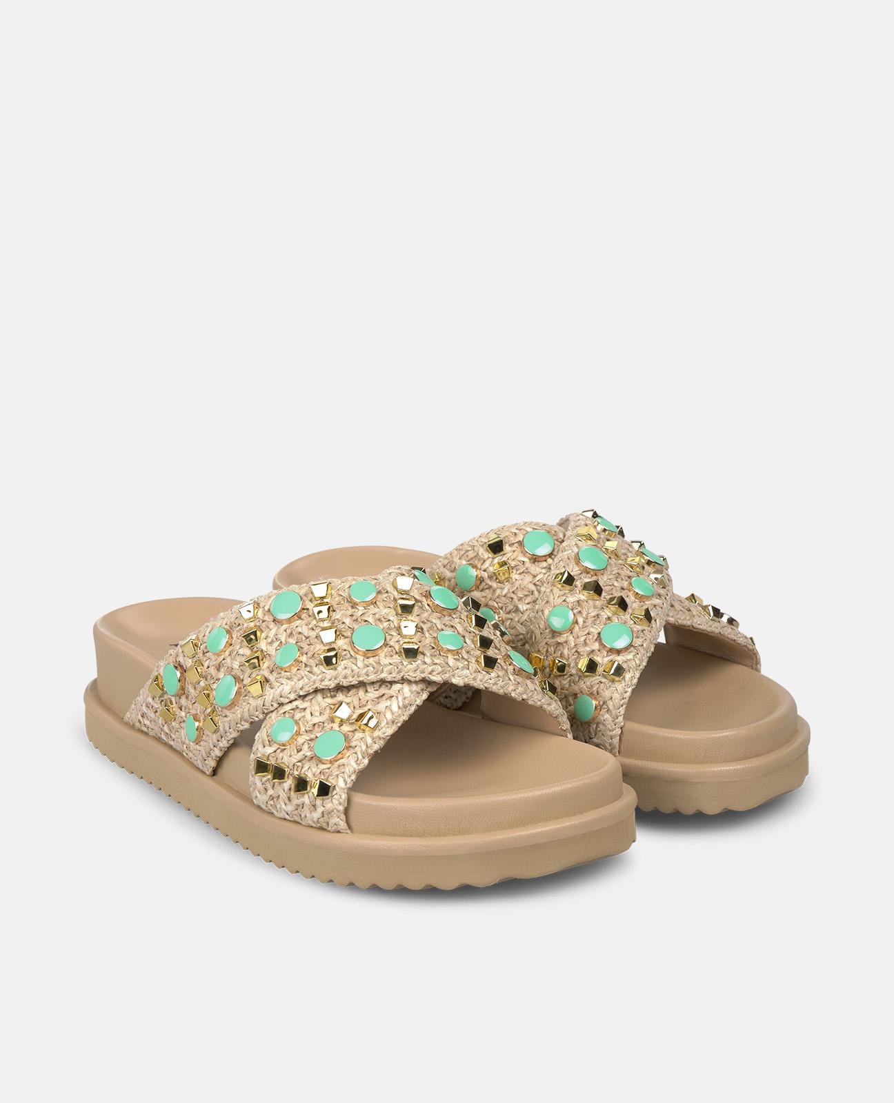 alma-en-pena-double-strap-cross-strap-platform-sandals-bast-plateau-braun image 2