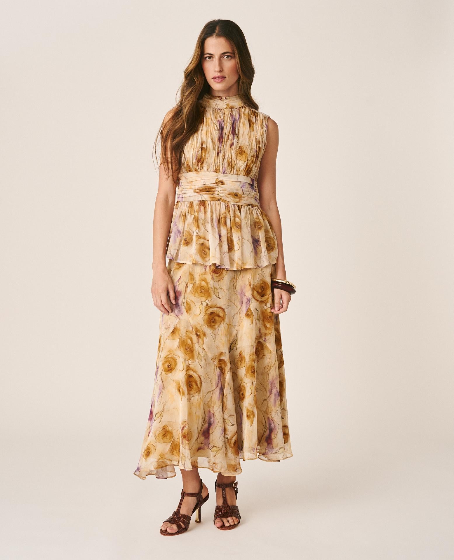 alma-en-pena-floral-midirock-chiffonrock-senfgelb image 2