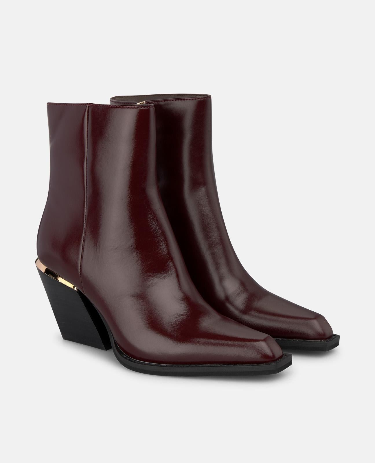alma-en-pena-stiefelette-bordeaux-metallic-leder-blockabsatz-8-cm image 2