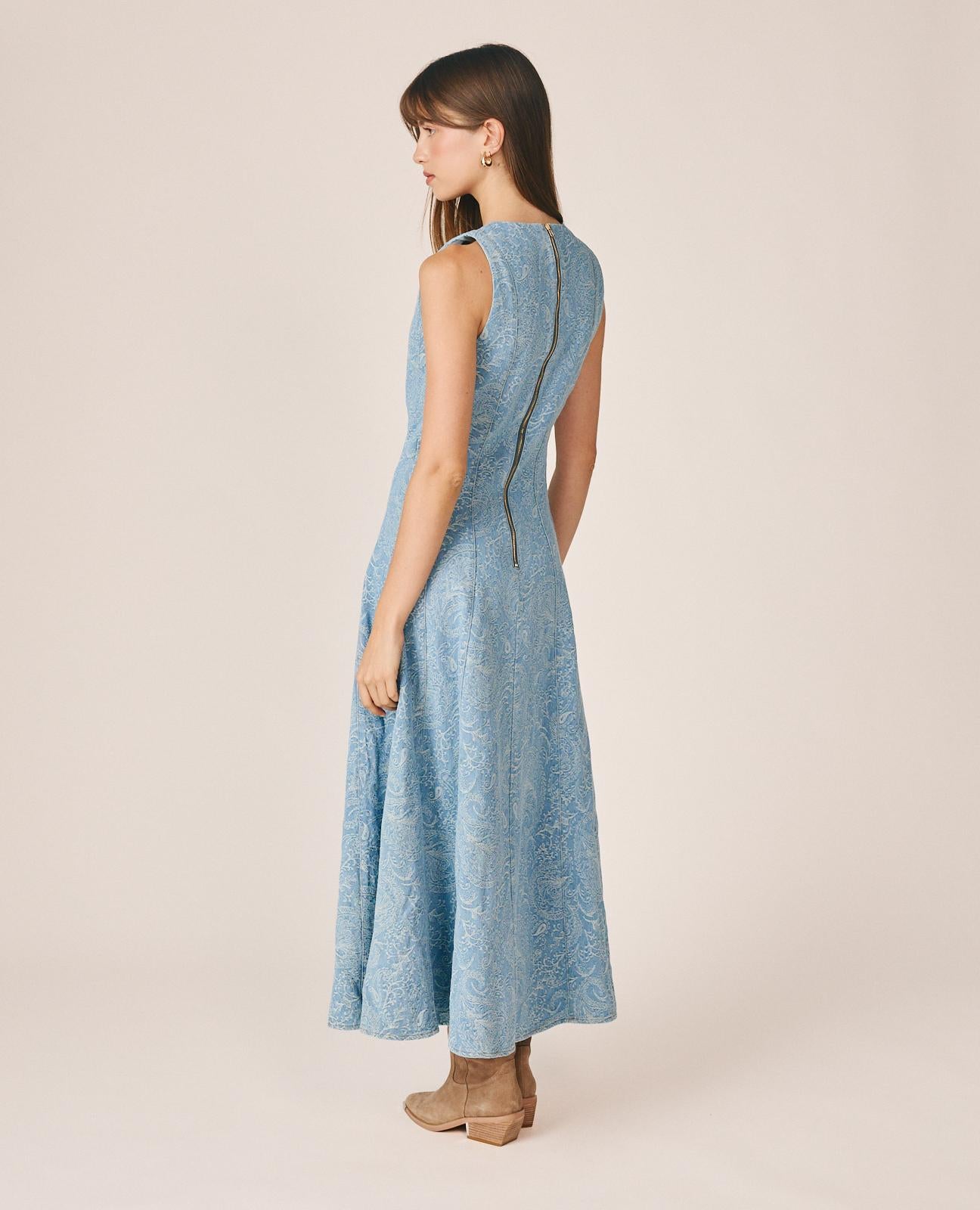 alma-en-pena-paisley-jacquard-maxikleid-blau-rmellos image 7
