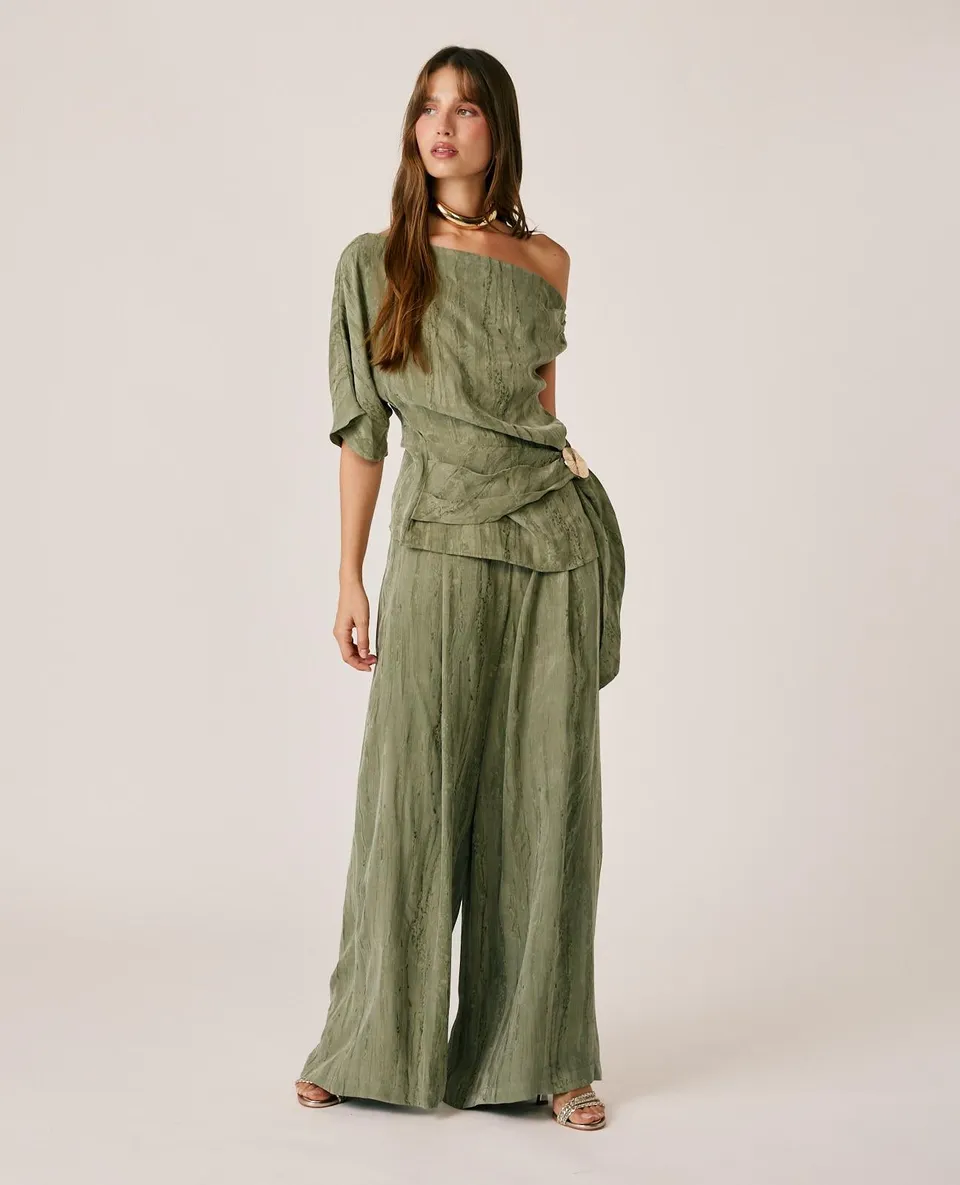 alma-en-pena-jacquard-hose-wide-leg-high-waist-in-khaki image 1