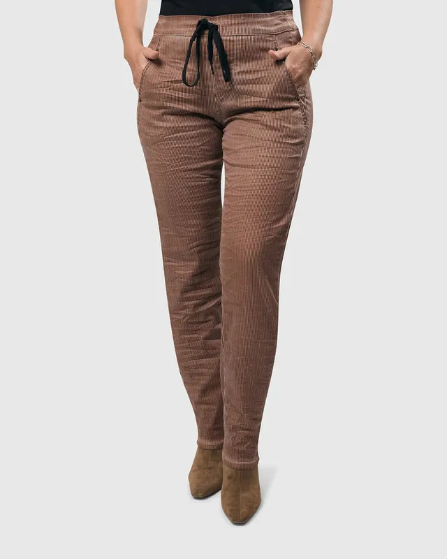 alembika-pinstripe-iconic-stretch-jeans-coral-relaxed-taper image 1