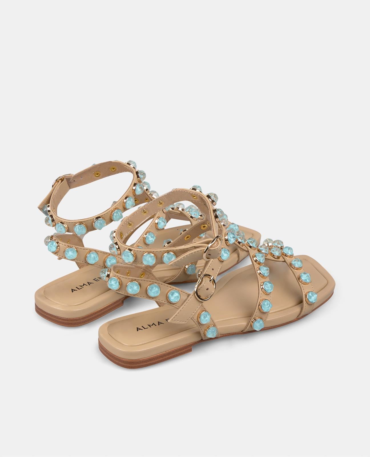 alma-en-pena-greek-sandal-flache-sandalen-arena-mit-strass image 3