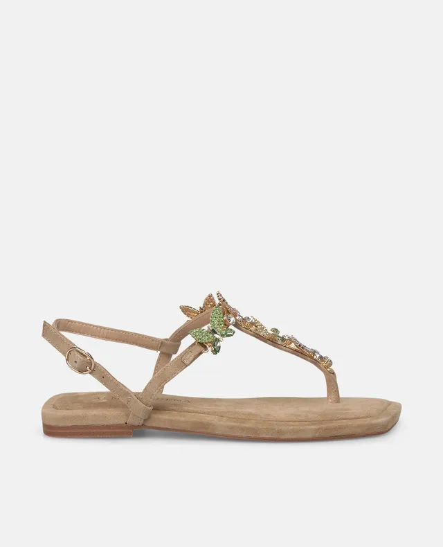 alma-en-pena-flache-t-riemen-sandalen-arena-mit-strass image 1