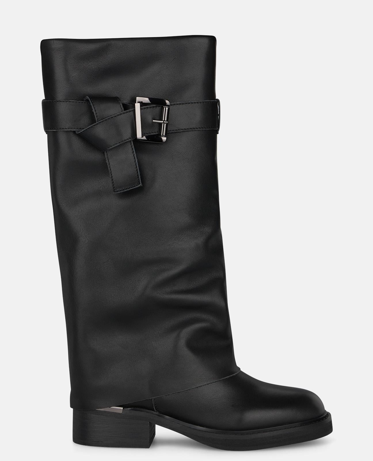 alma-en-pena-alfa-64250-flache-nappa-stiefel-mit-schnalle-schwarz image 1