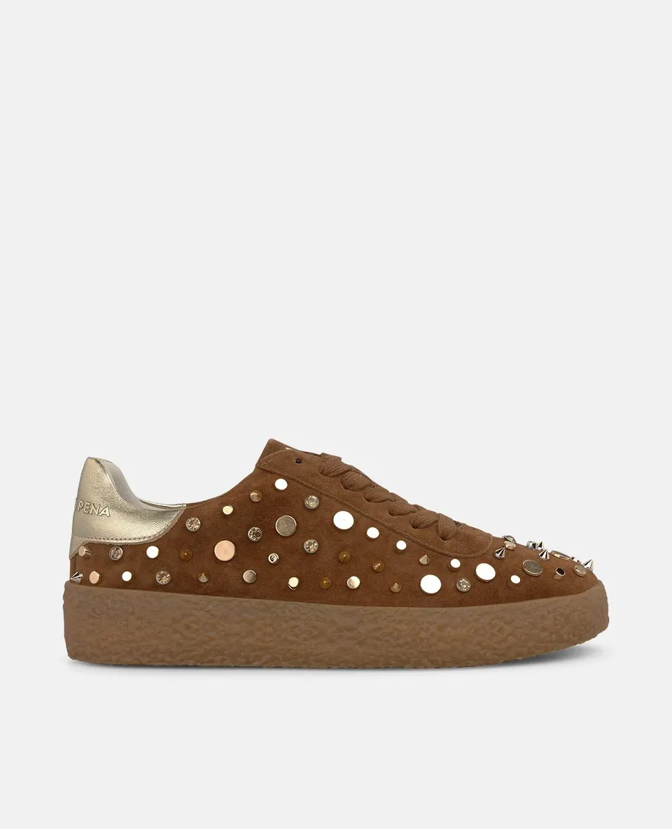 alma-en-pena-sneaker-wildleder-nieten-braun image 1