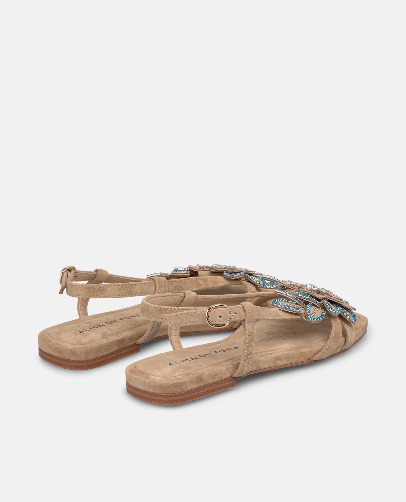 alma-en-pena-alfa-62998-flache-sandalen-mit-blumen-detail-arena image 3