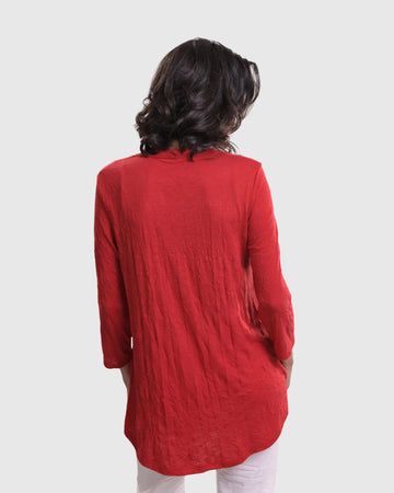 alembika-perfect-crinkle-top-rot-v-neck-dreiviertelarm image 4