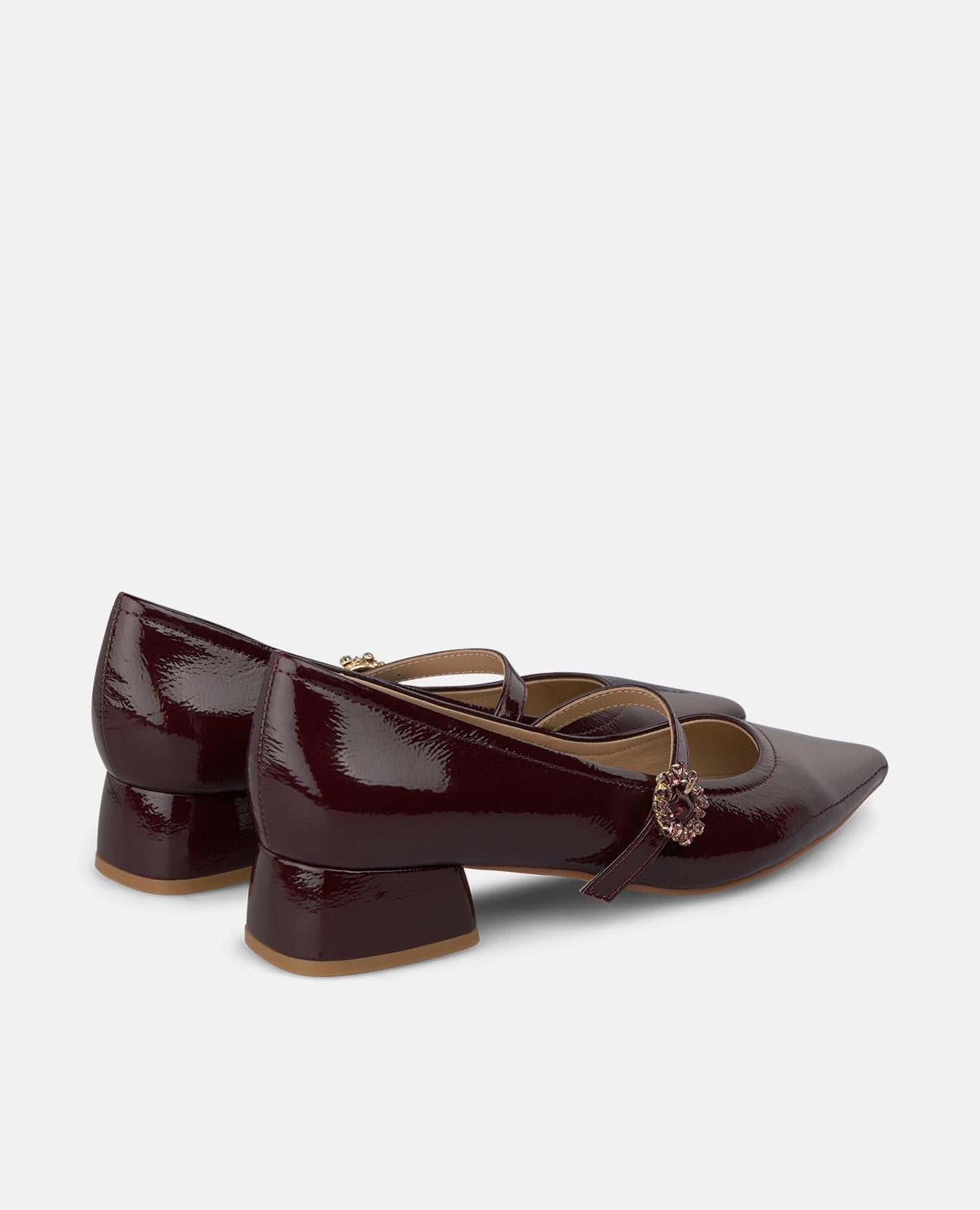 alma-en-pena-ballerina-bordeaux-mit-schnalle-flacher-lederschuh-3-5-cm image 3