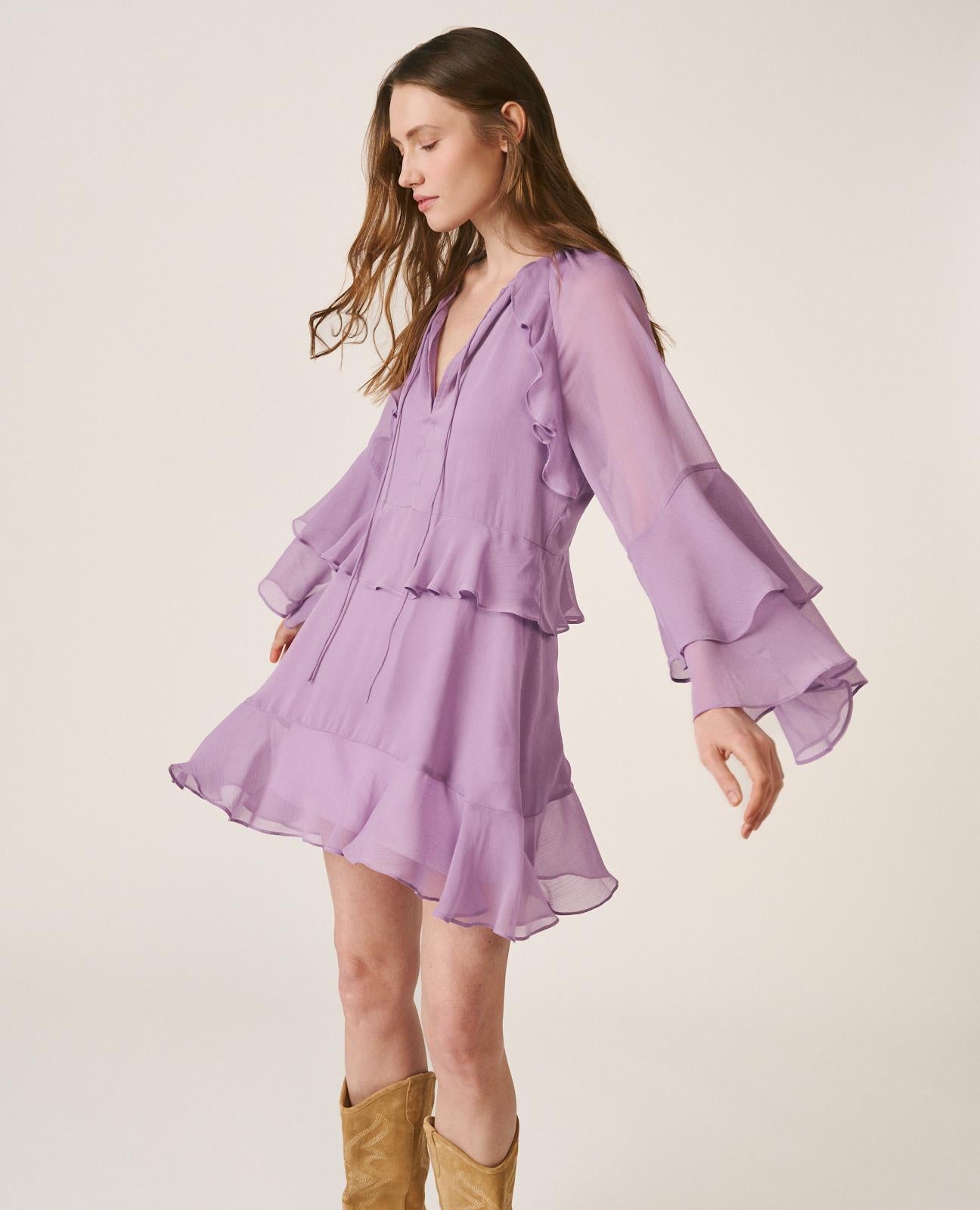 alma-en-pena-flared-sleeve-mini-kleid-lavendel-chiffon image 3
