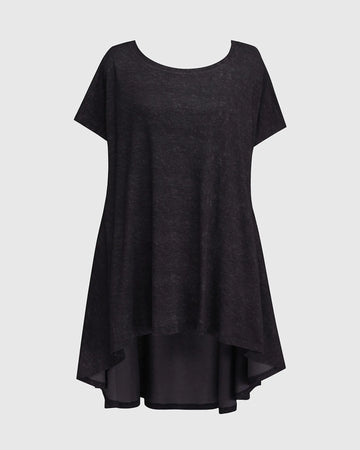 alembika-urban-hi-lo-top-damen-schwarz-meliert-kurzarm image 7