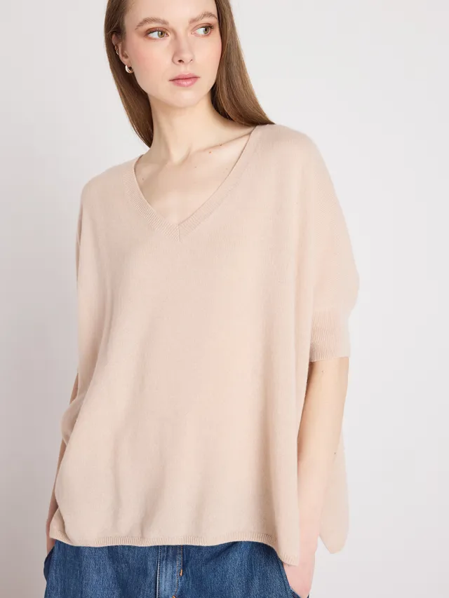 absolut-kate-kurzarm-pull-poncho-mit-v-ausschnitt-aus-kaschmir-f-r-damen image 1