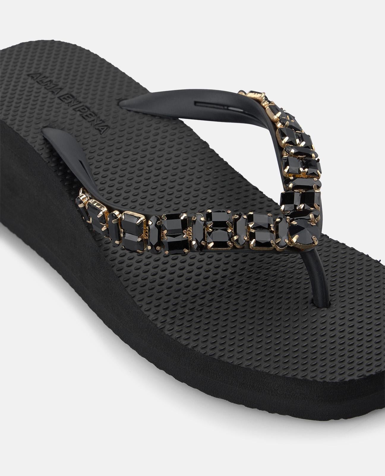 alma-en-pena-beach-sandale-mit-plateau-5-5-cm-schwarz-mit-strass image 4