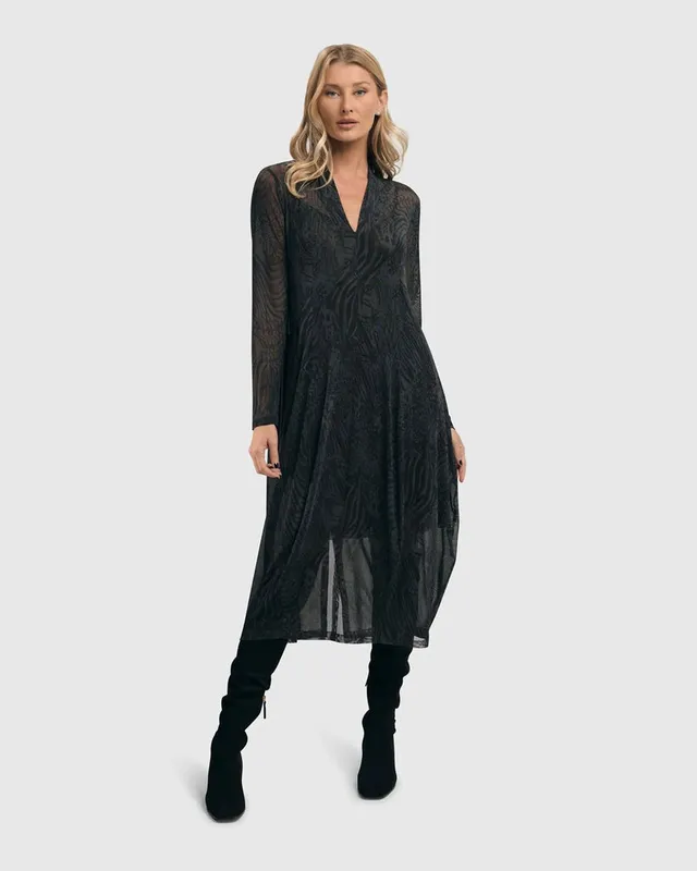 alembika-soft-chiffon-cocoon-dress-pewter-damen-kleid image 1
