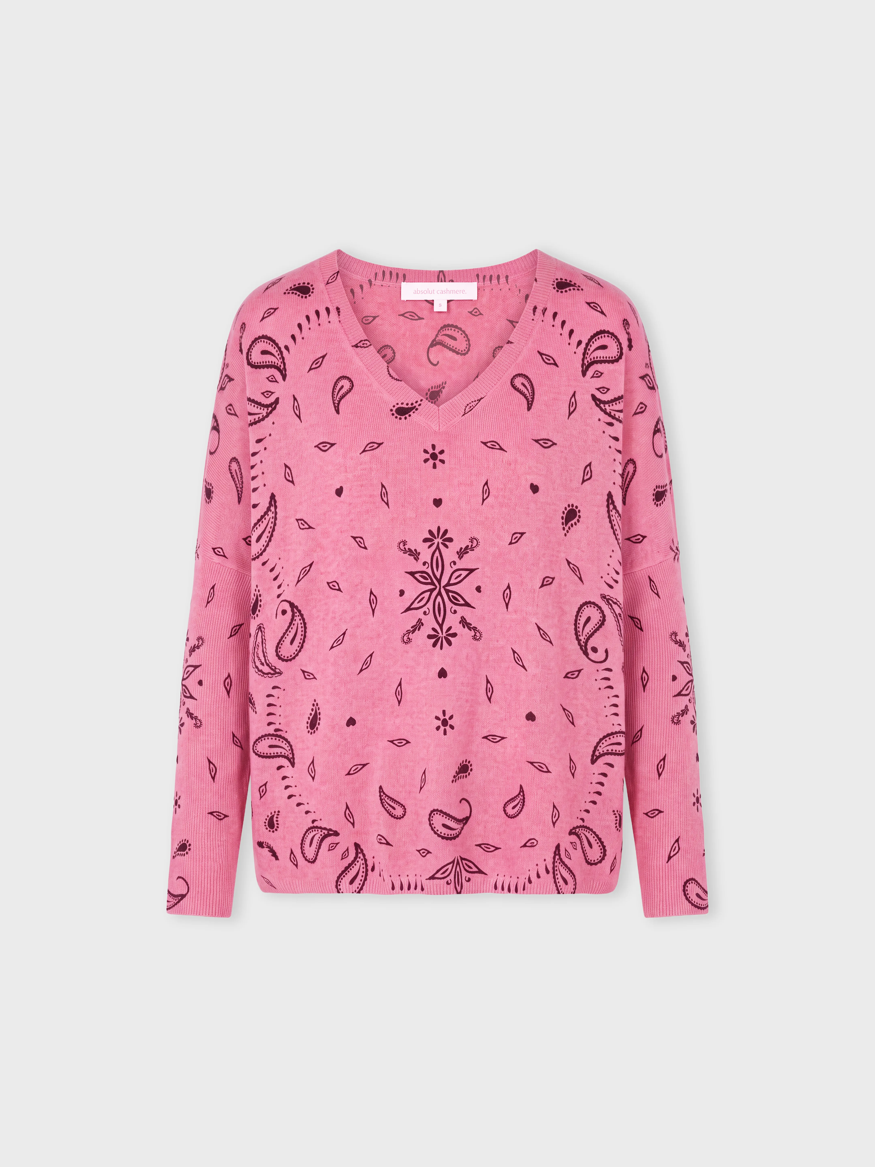 absolut-pull-poncho-camille-damen-kaschmirponcho-v-ausschnitt-bandana-print-pink image 1