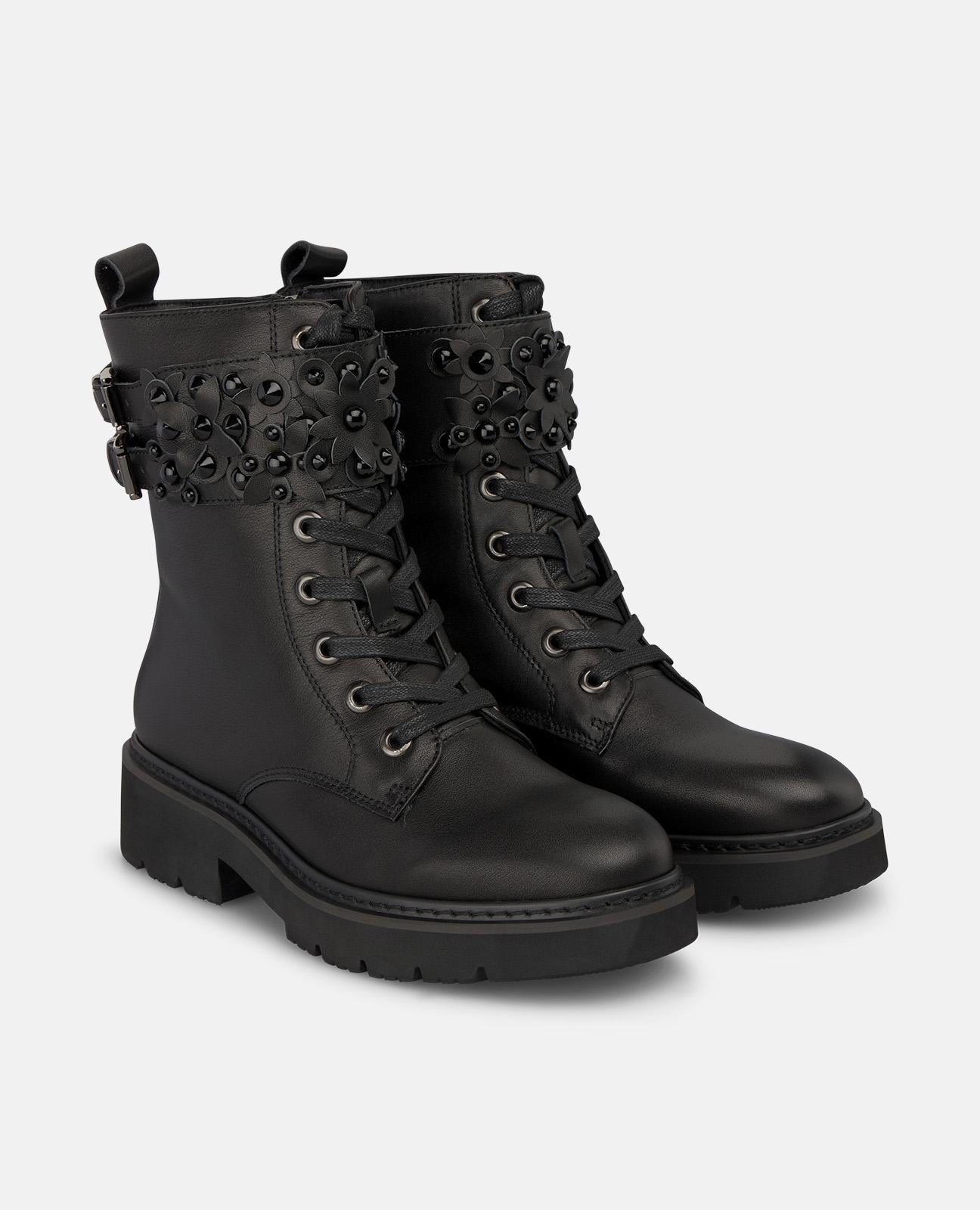 alma-en-pena-metallic-nappa-stiefelette-schwarz-mit-schn-rung-und-schnallen image 2