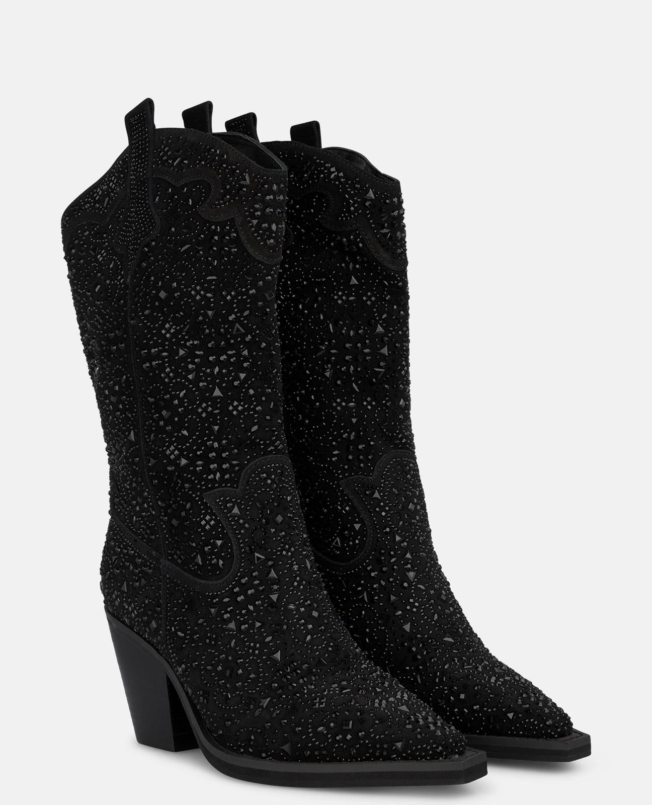 alma-en-pena-cowboy-stiefeletten-mit-strass-schwarz-8-cm image 2