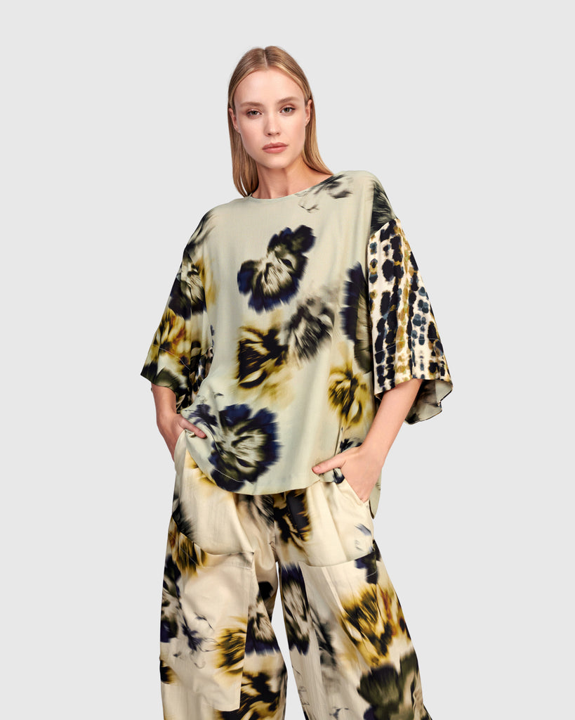alembika-hesperide-chiffon-top-beige-floral image 1