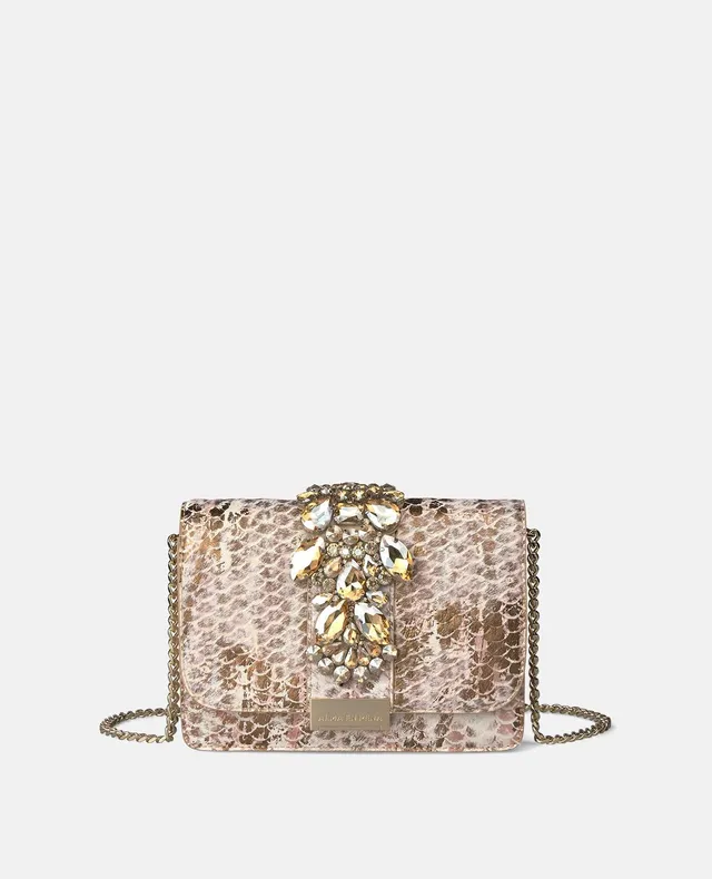 alma-en-pena-clutch-leder-strass-beige-kette-magnetverschluss image 1