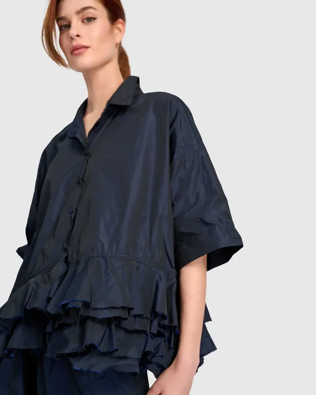 alembika-match-ruffled-shirt-ink-damen-r-schen-bluse image 1