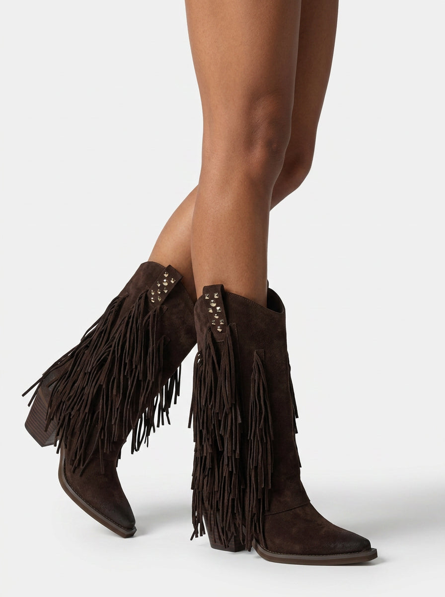 alma-en-pena-suede-cowboy-boots-mit-fransen-braun image 6