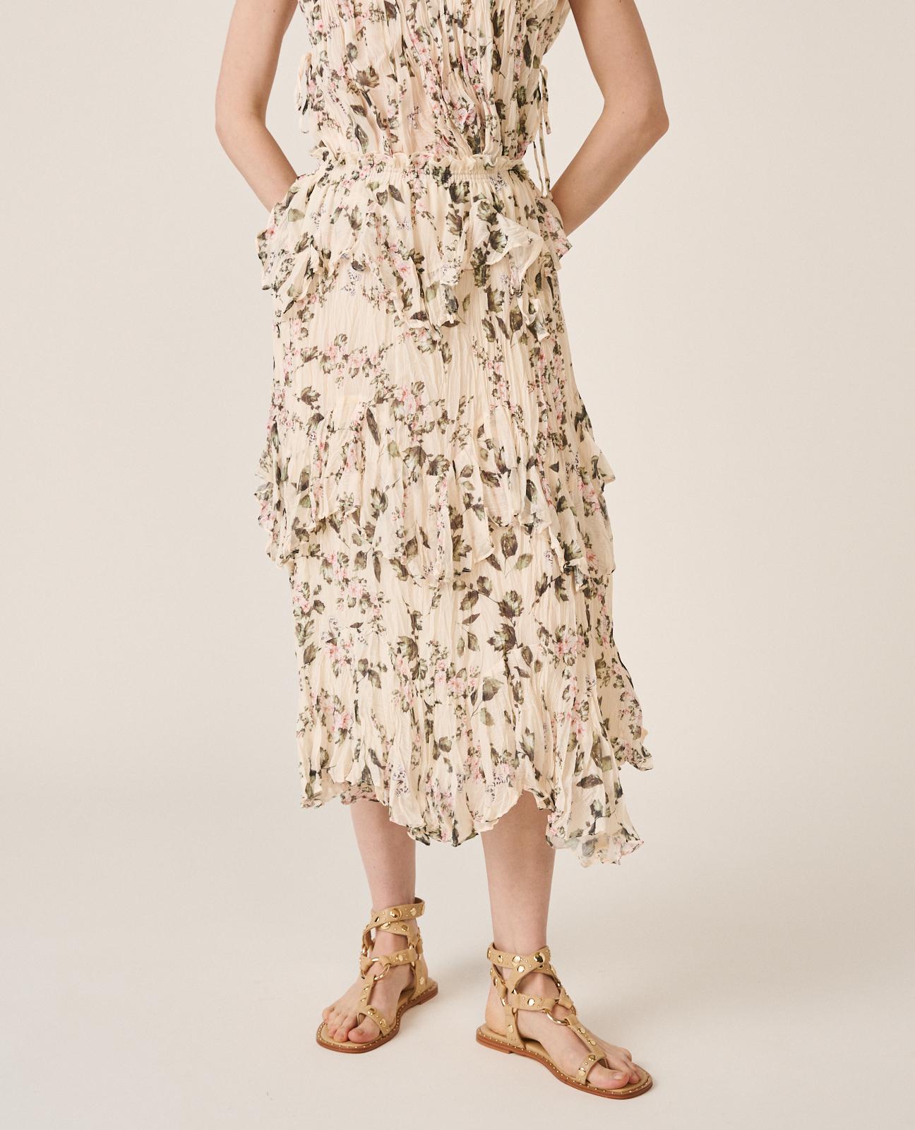 alma-en-pena-flowy-midi-rock-gr-n-blumen-elastikbund image 3