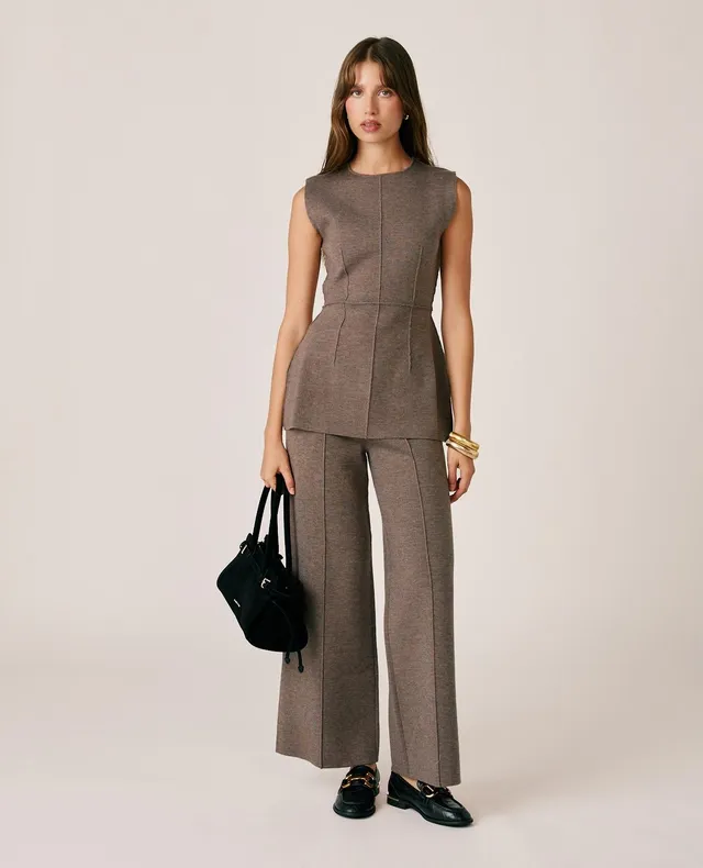 alma-en-pena-strickhose-wide-leg-braun-high-rise image 1