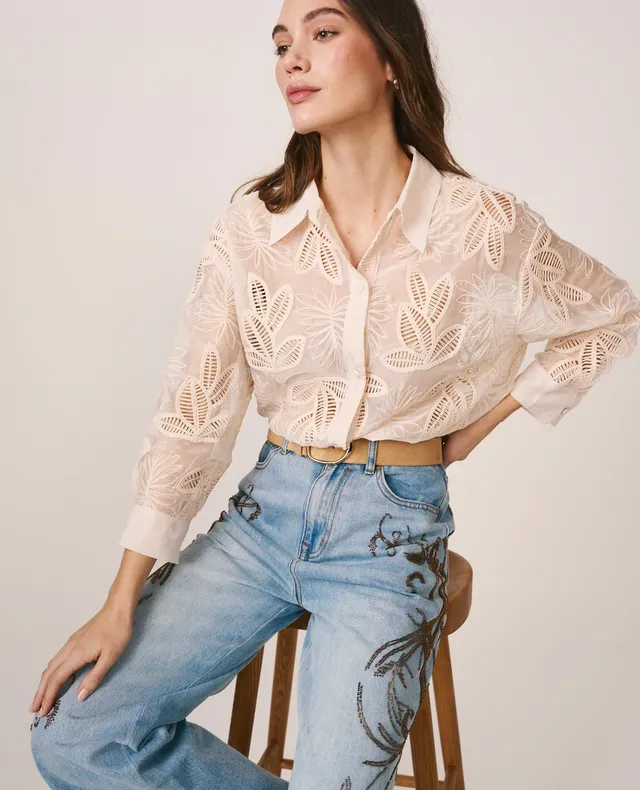 alma-en-pena-alfa-63220-chiffon-bluse-wei-stickerei-s image 1
