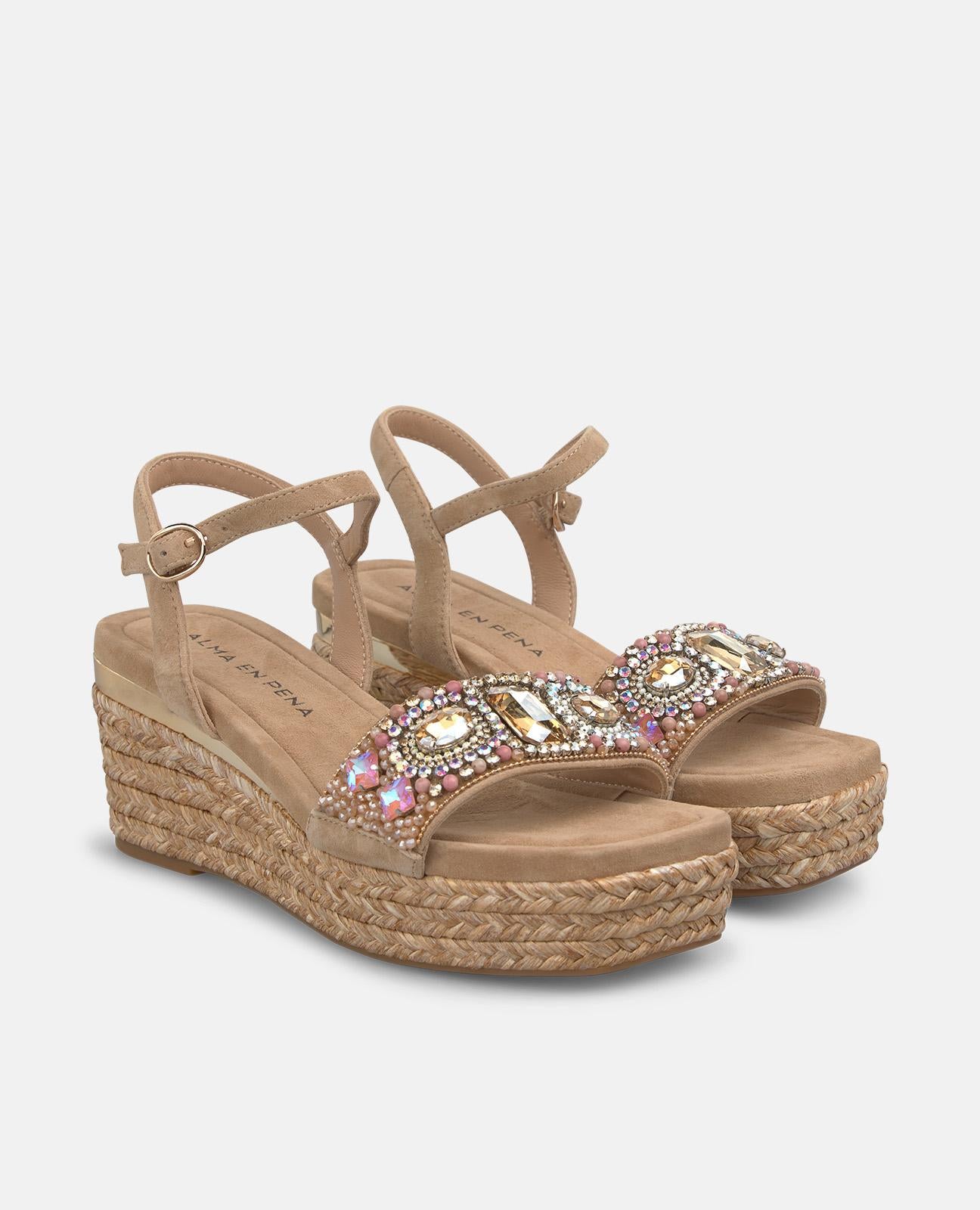 alma-en-pena-esparto-keilsandalen-arena-mit-strass-riemen-7-5-cm-keil image 2