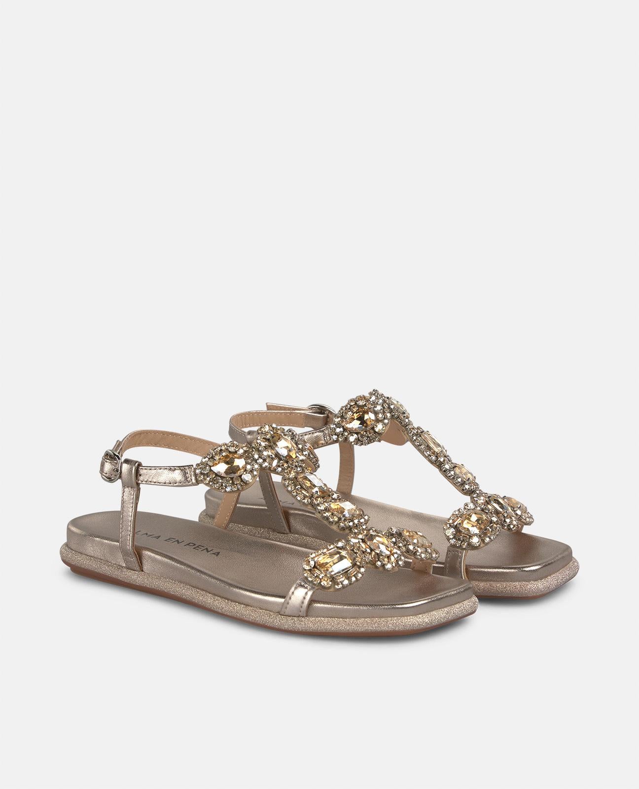 alma-en-pena-flache-sandale-mit-strass-bronze-2-cm-absatz image 2