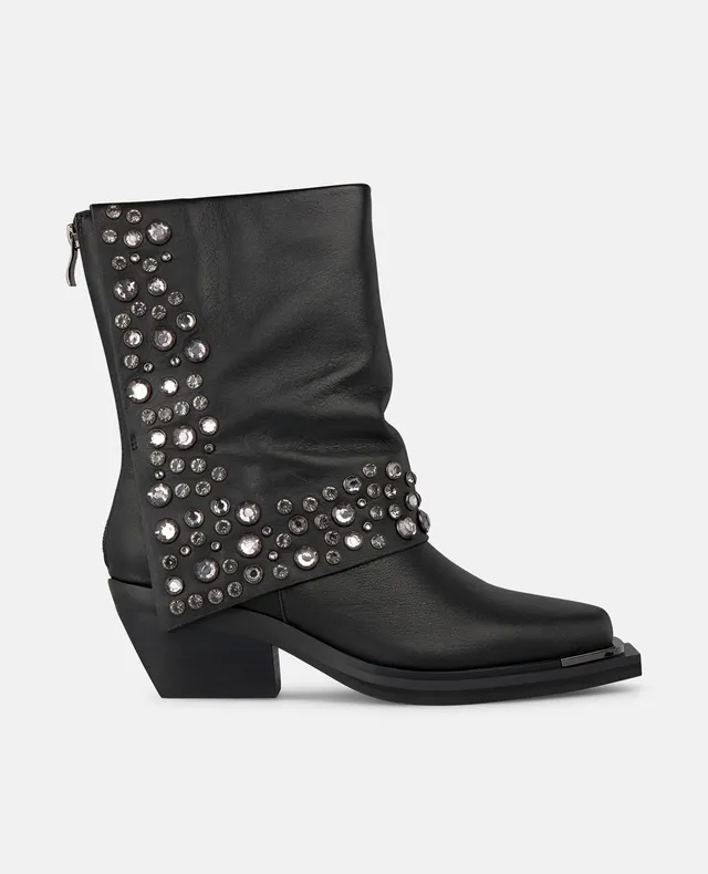 alma-en-pena-tachas-boots-flache-stiefeletten-mit-nieten-6-cm-absatz-schwarz image 1