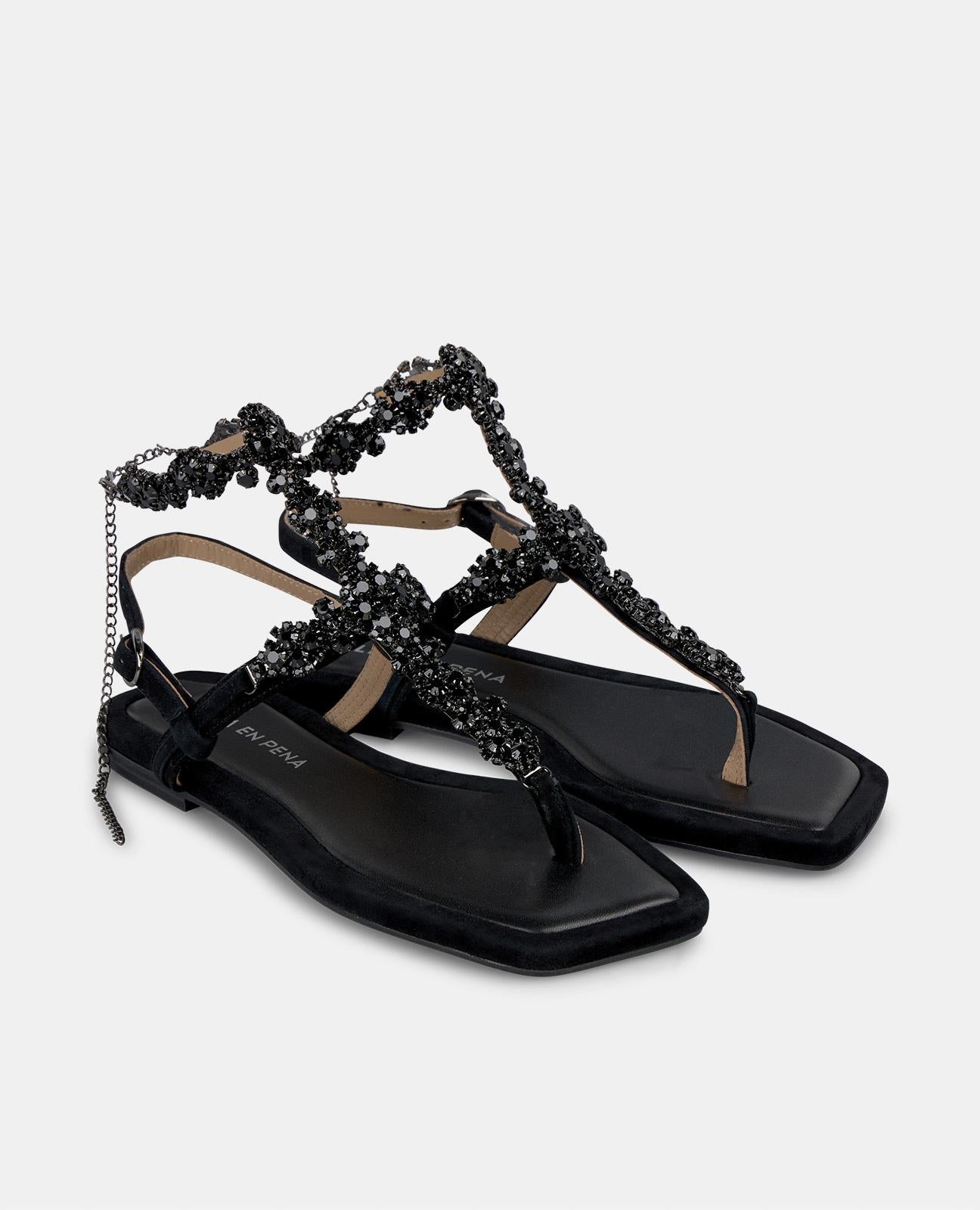 alma-en-pena-54141-flache-strass-sandale-schwarz-1-cm image 2