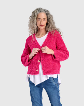 alembika-teddy-boucle-cardigan-fuchsia image 4