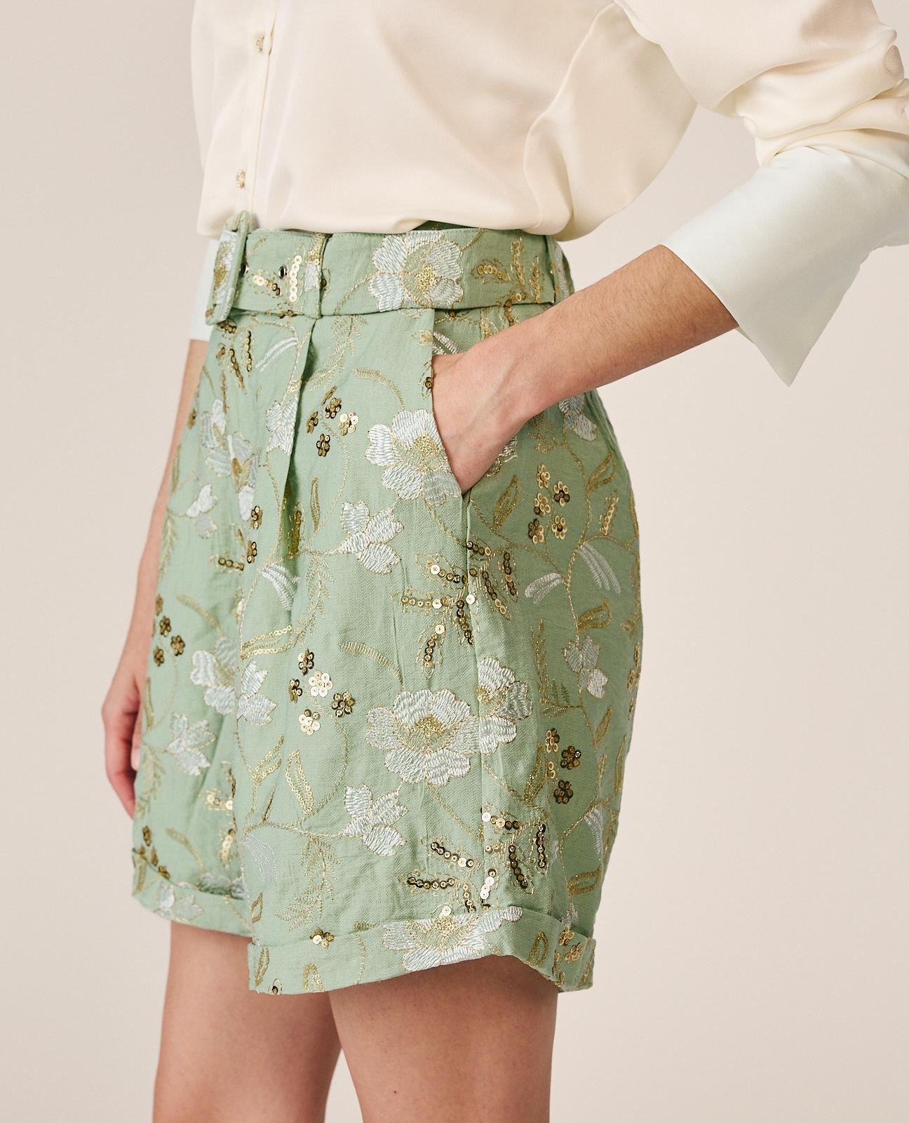alma-en-pena-high-waist-shorts-mit-stickerei-gr-n image 4