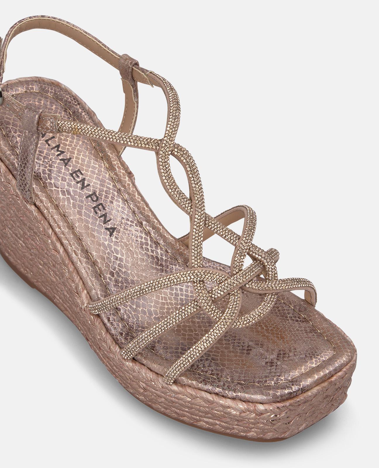 alma-en-pena-keilsandalen-mit-geflochtenen-riemen-rosa-9-cm-keilabsatz image 4