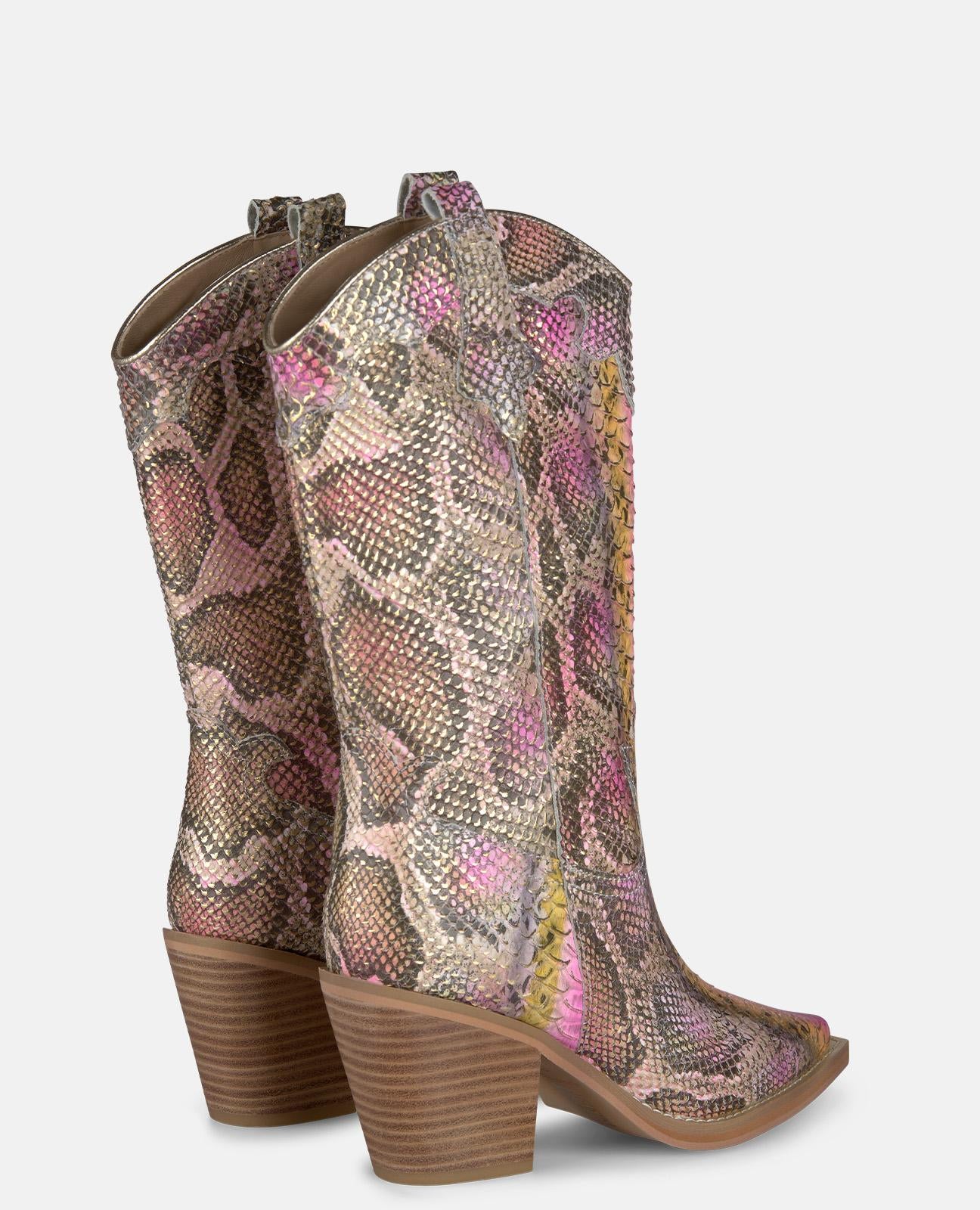 alma-en-pena-medium-country-boot-stiefel-rosa-schlangenoptik-7-cm image 3