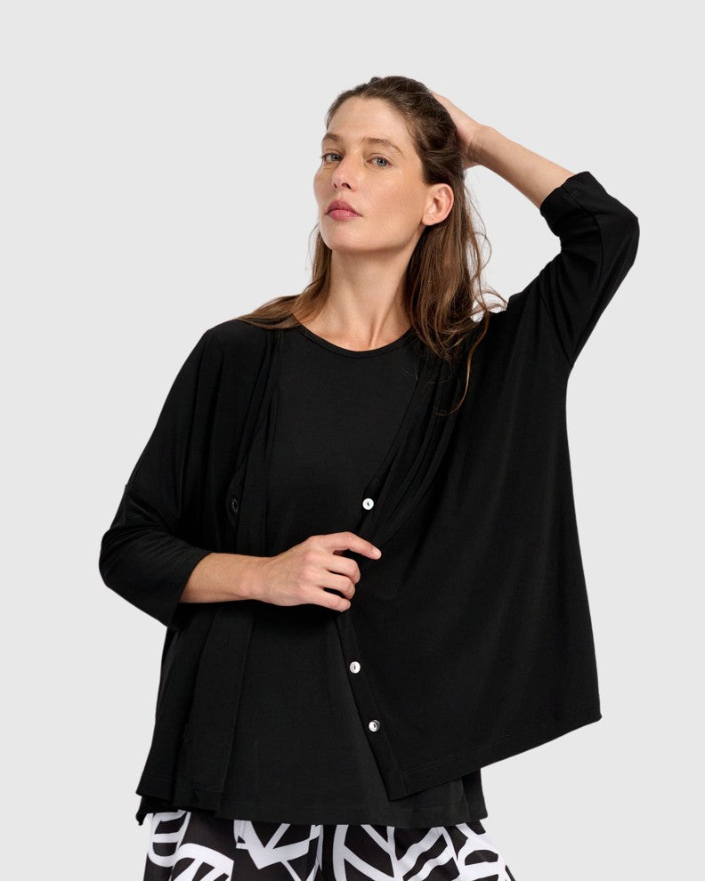 alembika-essential-relaxed-crop-cardigan-schwarz image 1