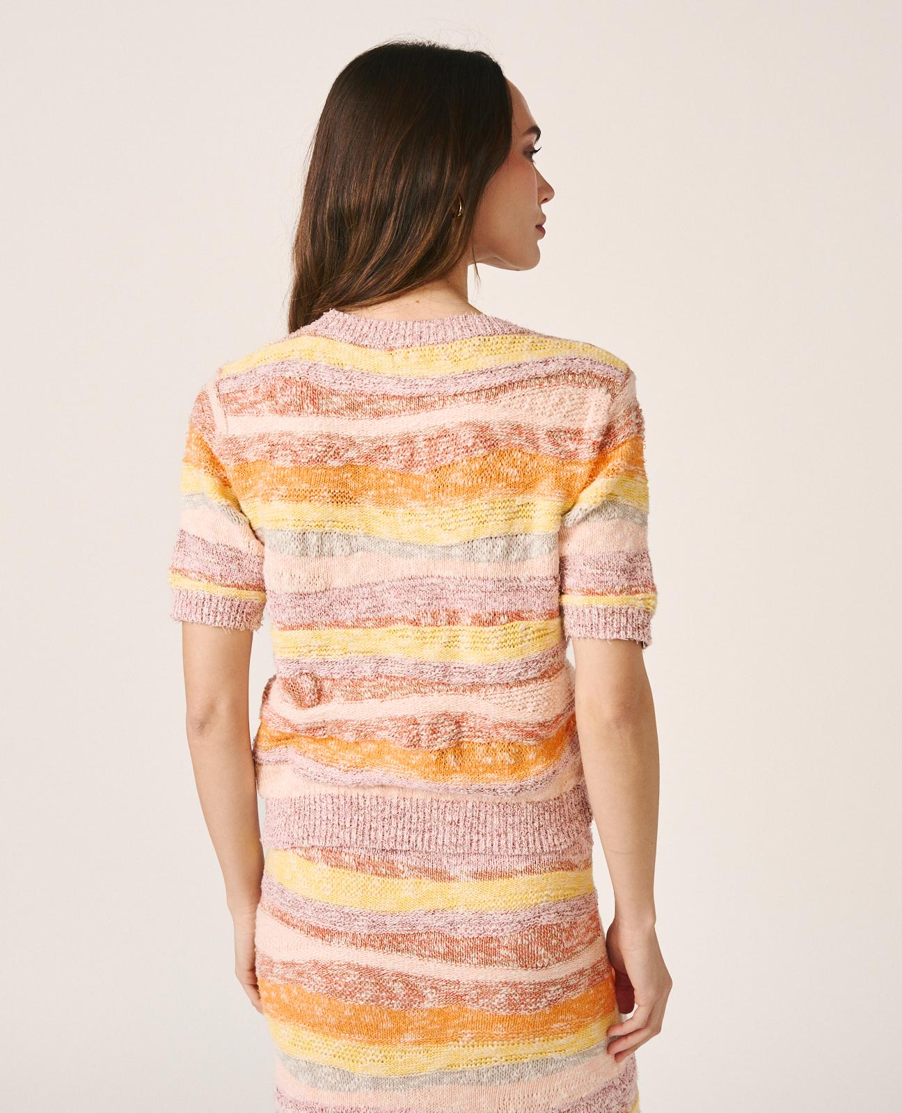 alma-en-pena-short-sleeve-top-stricktop-orange-geometrisch image 6