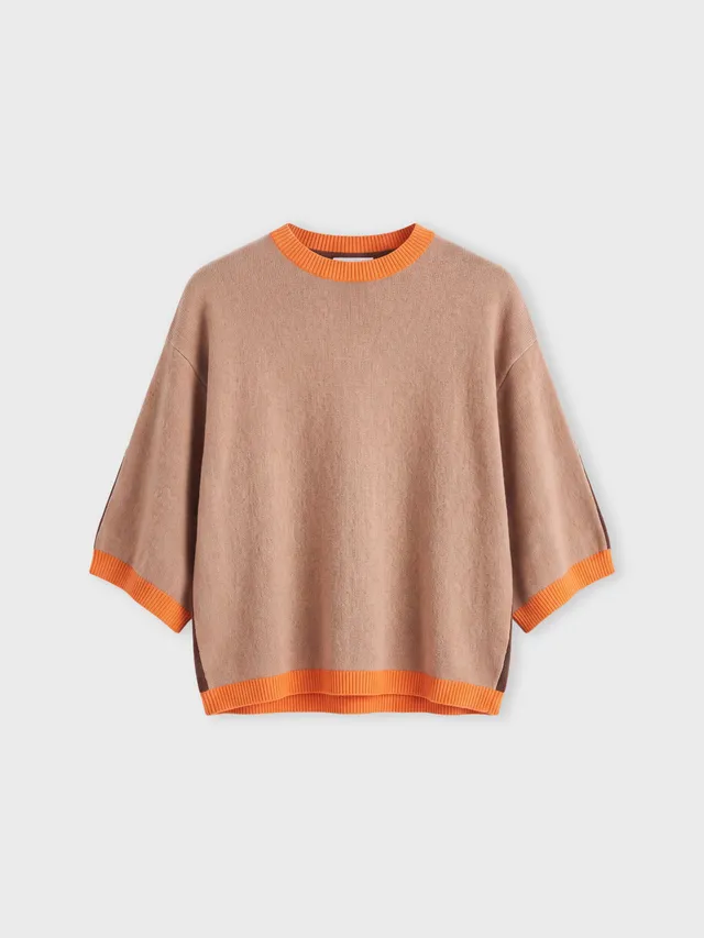 absolut-bettina-pullover-damen-poncho-kaschmir-bicolor-braun image 1
