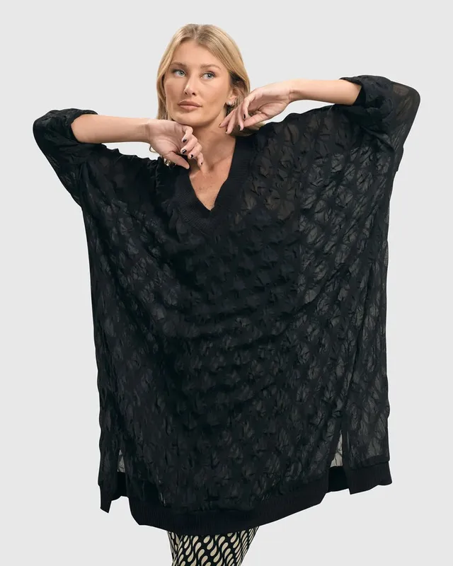 alembika-pucker-chiffon-trapeze-tunika-schwarz image 1