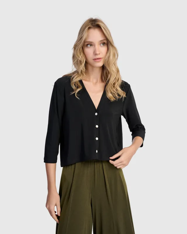 alembika-essential-slinky-cardigan-cropped-schwarz image 1