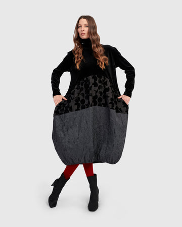 alembika-vanta-cocoon-kleid-mix-cocoon-kleid-knielang-mit-samt-oberteil image 2