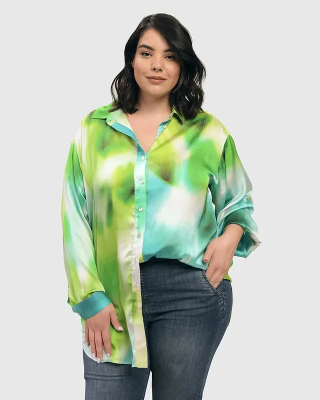 alembika-watercolor-oversized-bluse-azure-button-down image 1