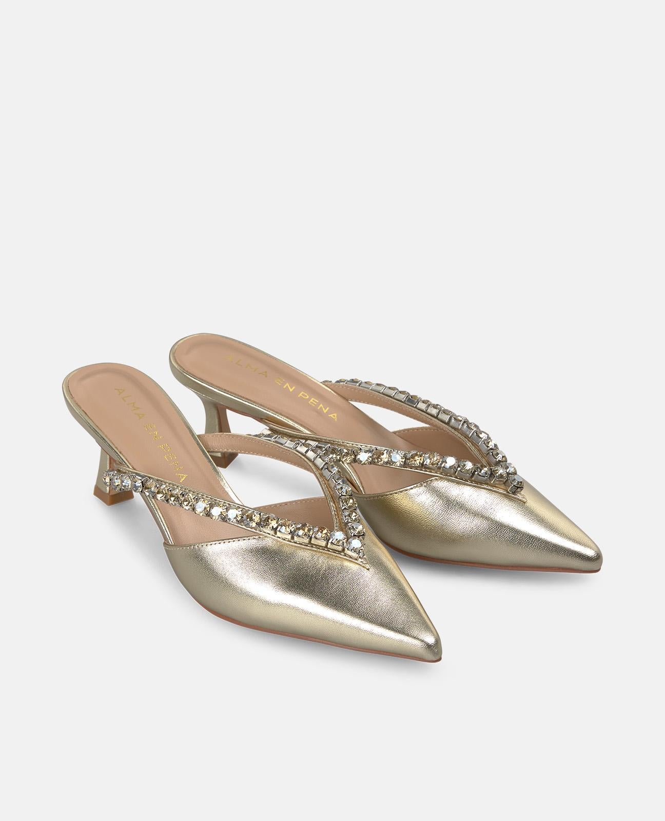 alma-en-pena-kitten-heeled-shoe-mules-gold-6-cm-mit-strass image 2