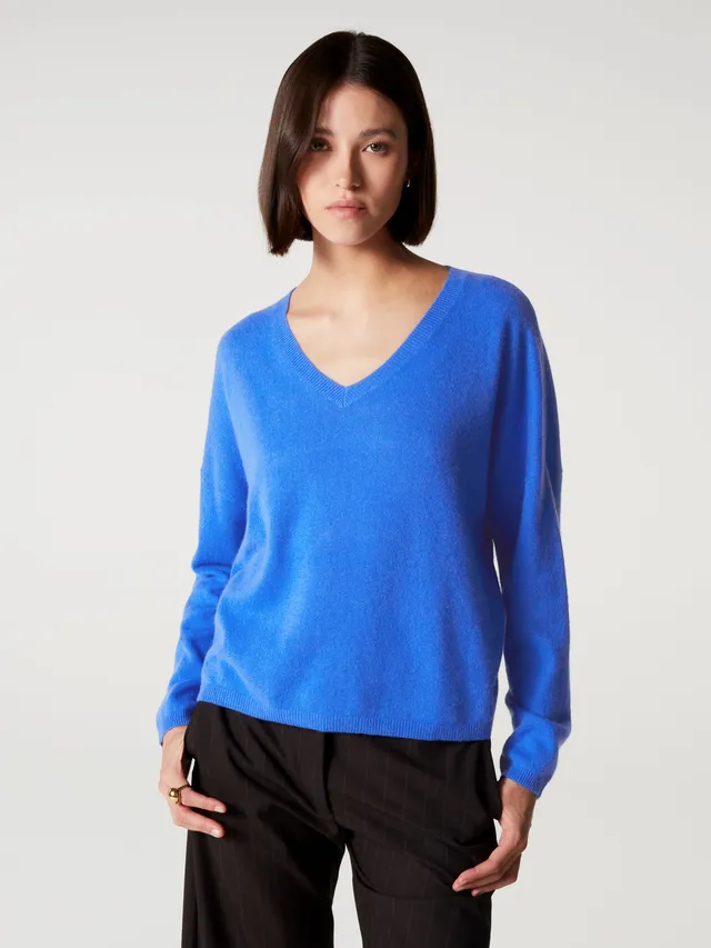 absolut-pull-alicia-damen-kaschmir-v-ausschnitt-blau-oversize image 1