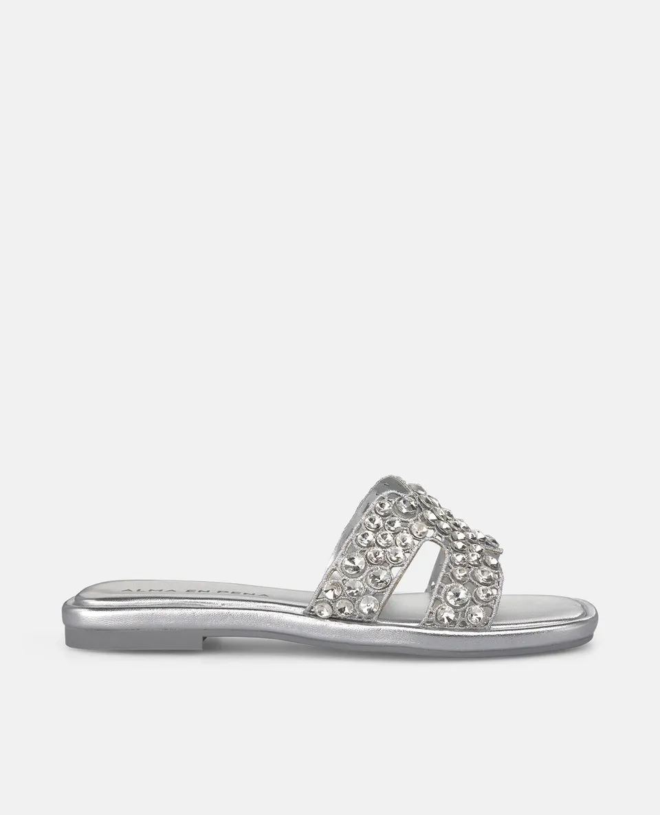 alma-en-pena-flache-sandale-strass-silber-1-cm image 1