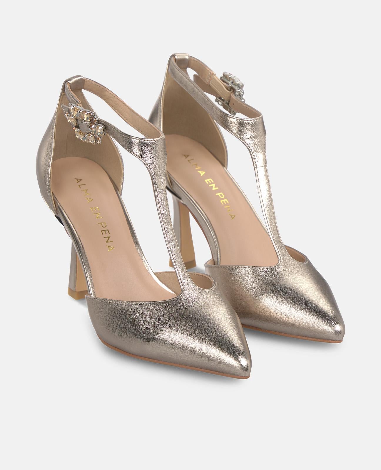 alma-en-pena-pumps-mit-strass-schnalle-damen-high-heels-bronze-metallic-9-cm image 2