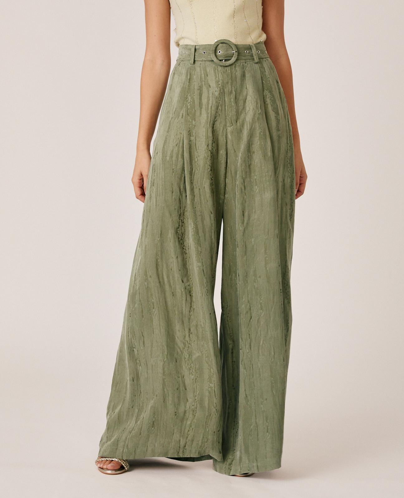 alma-en-pena-jacquard-hose-wide-leg-high-waist-in-khaki image 3