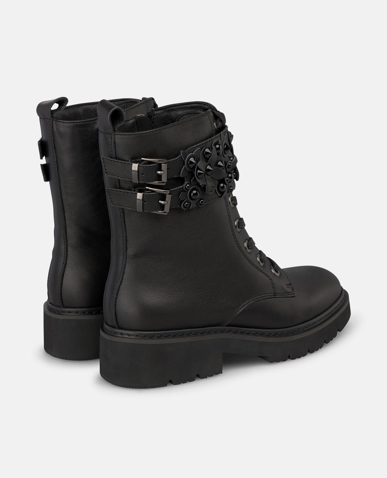 alma-en-pena-metallic-nappa-stiefelette-schwarz-mit-schn-rung-und-schnallen image 3